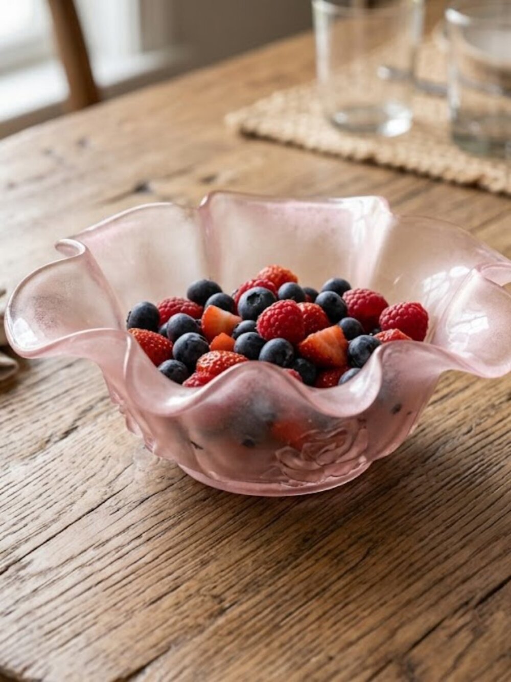 Vintage Pink glass serving bowl